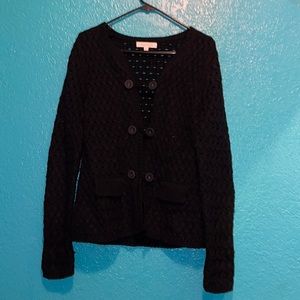 Ellen Tracy black button-down cardigan